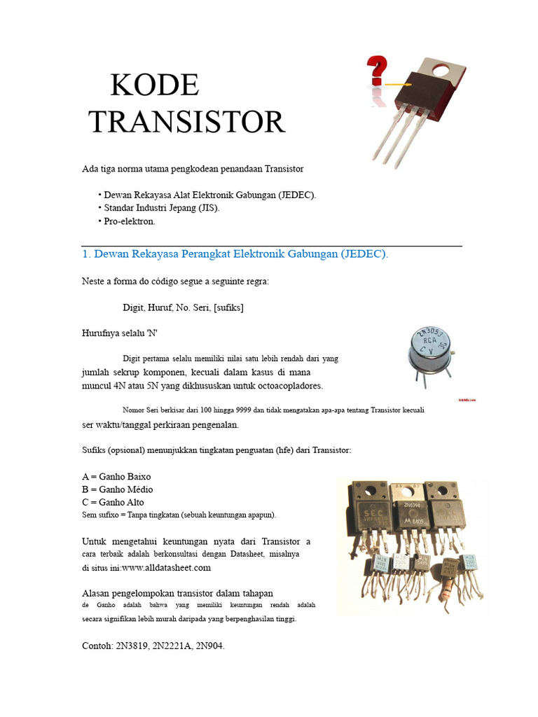 Panduan Kode Transistor dan Standar | PDF