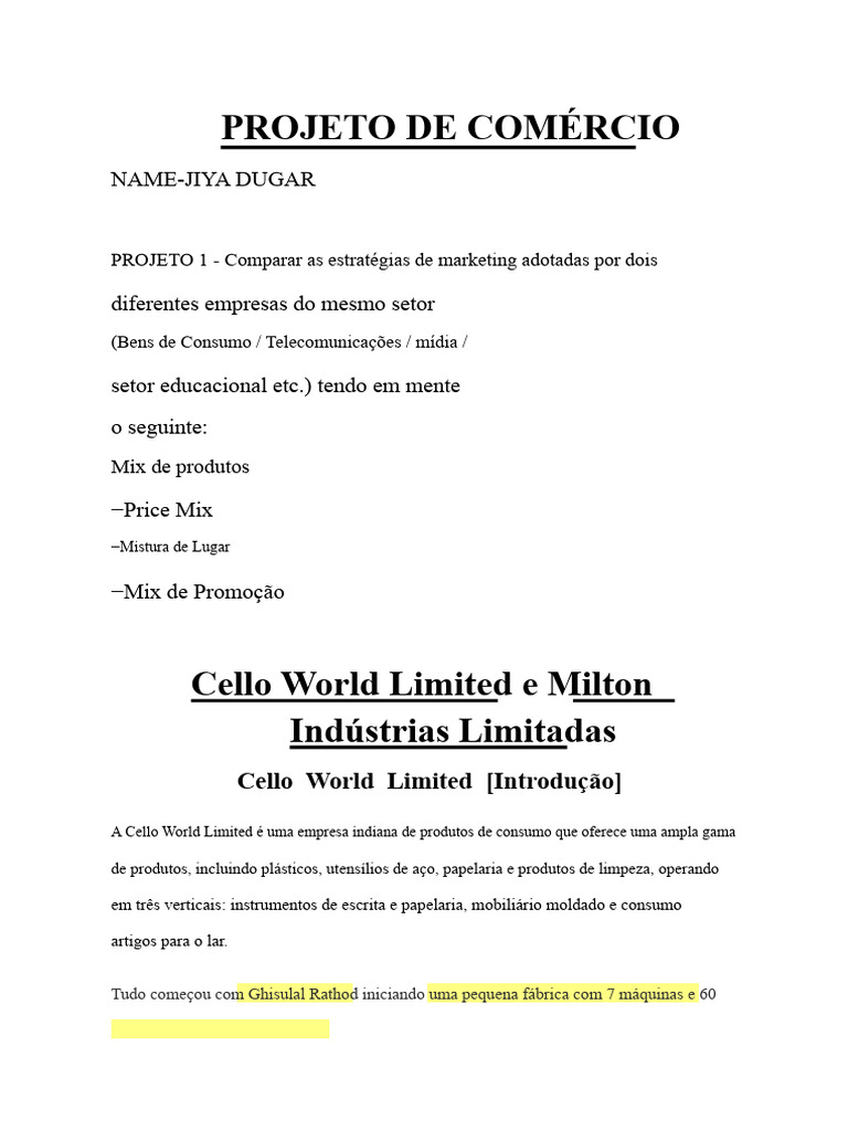 Rascunho do Projeto de Comércio,-Jiya Dugar | PDF | Marketing | Publicidade