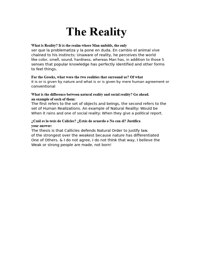 Understanding Reality: Natural vs. Social | PDF