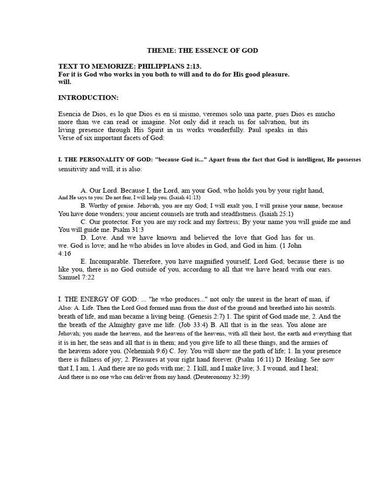 TOPIC the essence of God-.docx | PDF | God In Christianity | Jesus