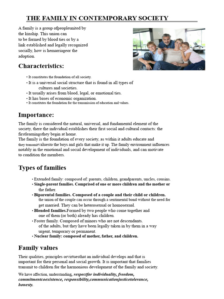 The Family in Contemporary Society | PDF