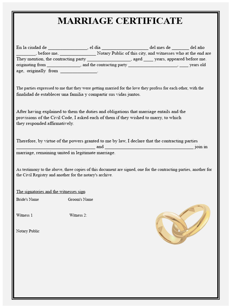 Official Marriage Certificate Template | PDF