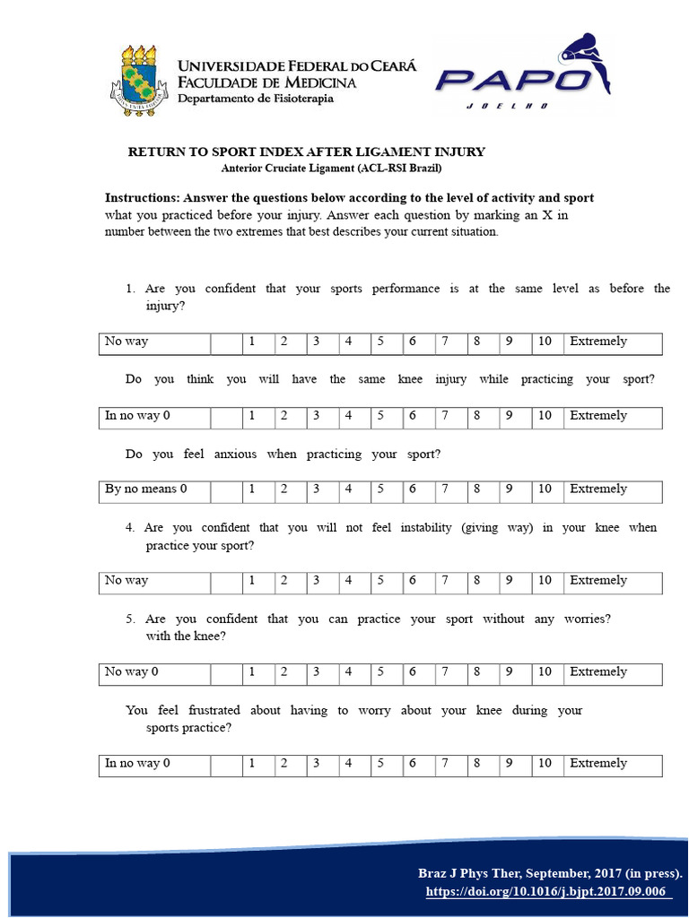 ACL Injury Return to Sport Assessment | PDF | Limbs (Anatomy) | Lower ...