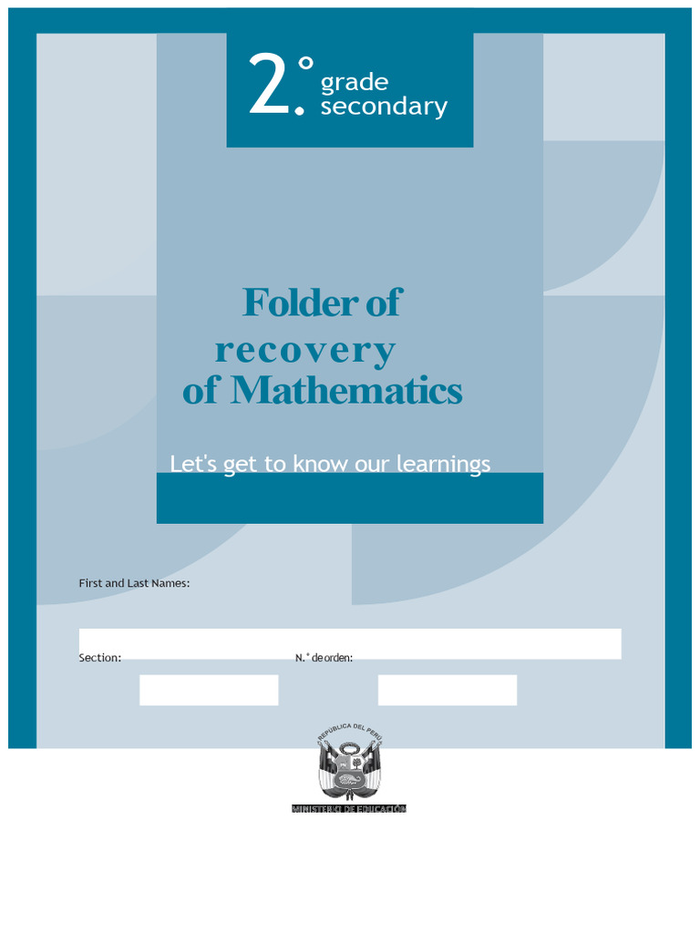 MATHEMATICS Recovery Folder For Second Grade of Secondary Education PDF ...