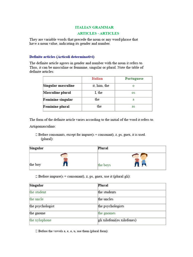 Italian Grammar | PDF | Grammatical Gender | Plural