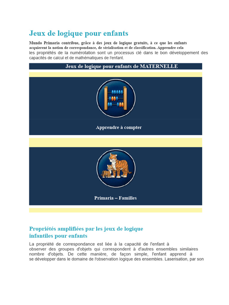 Jeux de logique éducatifs pour enfants | PDF | Enseignement des ...