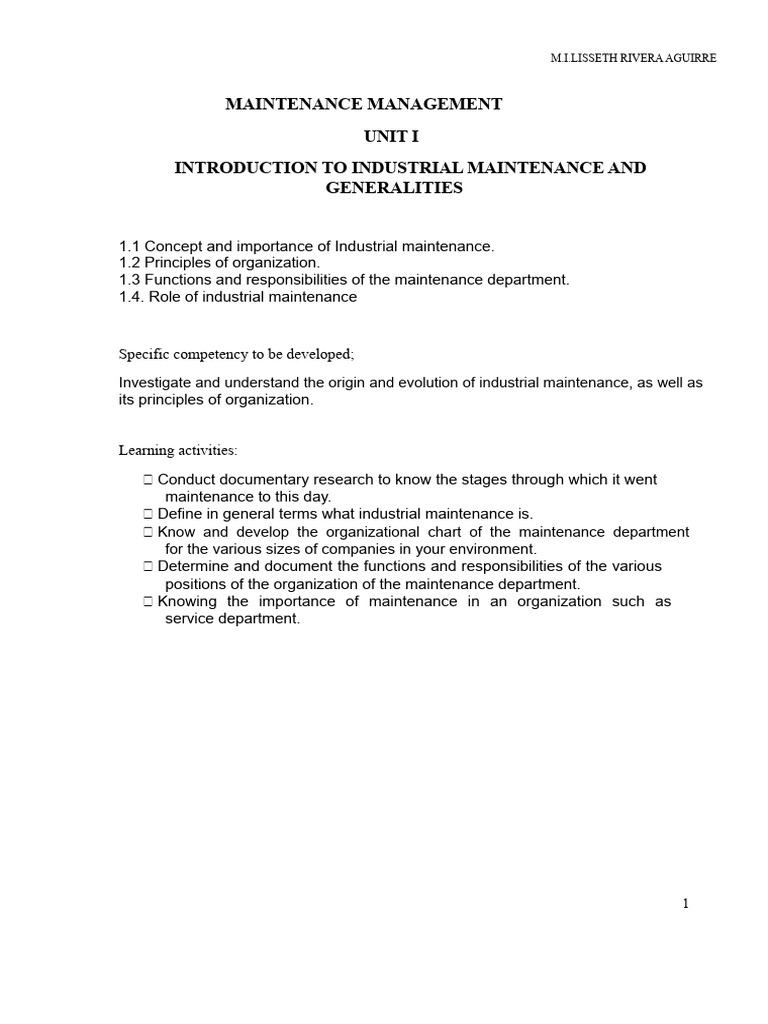 Introduction to Industrial Maintenance | PDF | Reliability Engineering