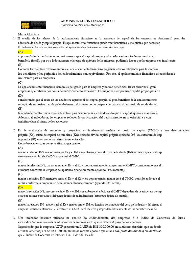 Efectos del Apalancamiento Financiero | PDF | Apalancamiento (Finanzas ...
