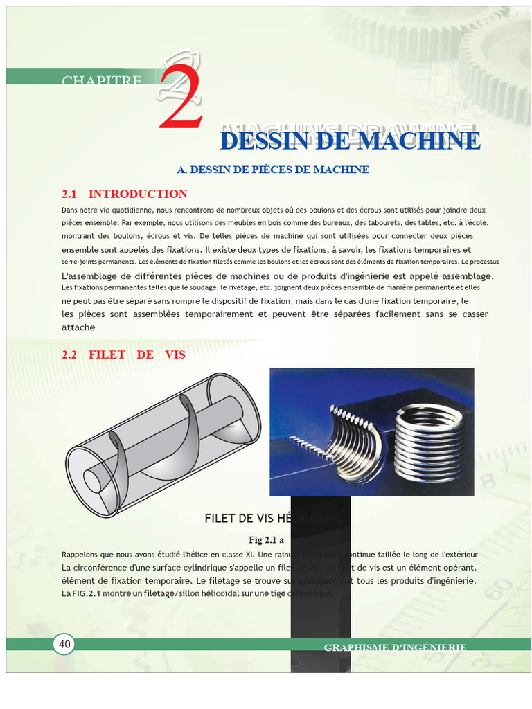 Dessin Technique des Fixations de Machine | PDF | Vis de fixation | Écrou