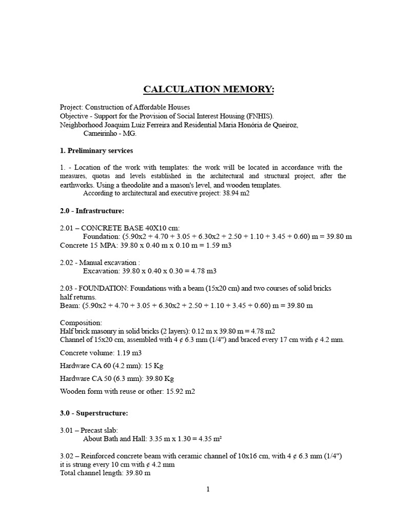 Memory Calculation - Popular House 38.94 m2 03-03-10 | PDF | Window ...