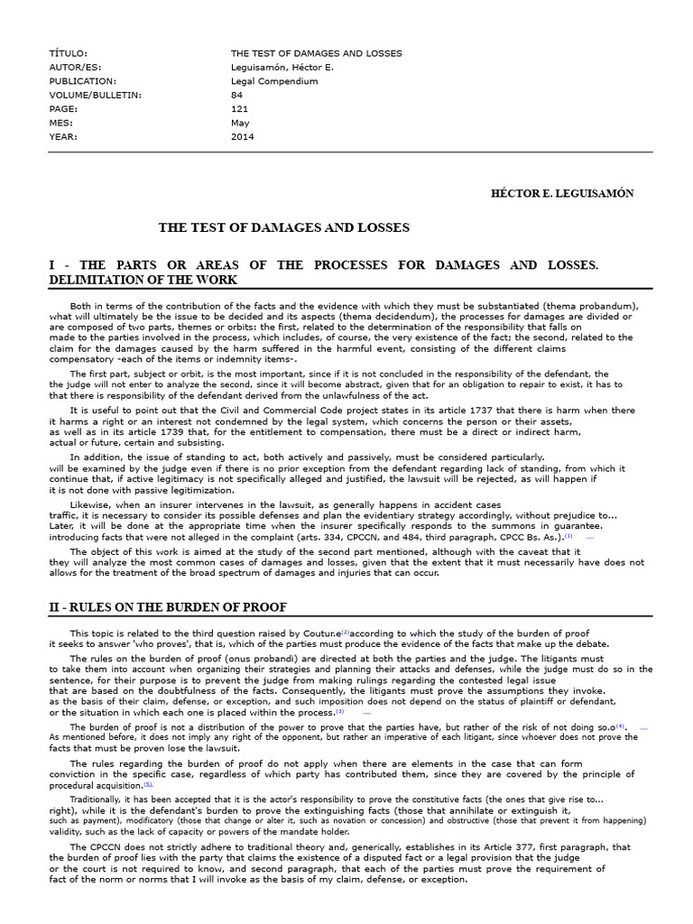 Understanding Damages and Losses in Law | PDF | Damages | Lawsuit
