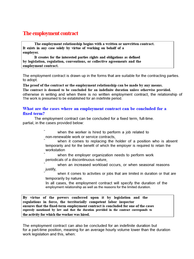 Understanding Employment Contracts | PDF | Employment | Private Law
