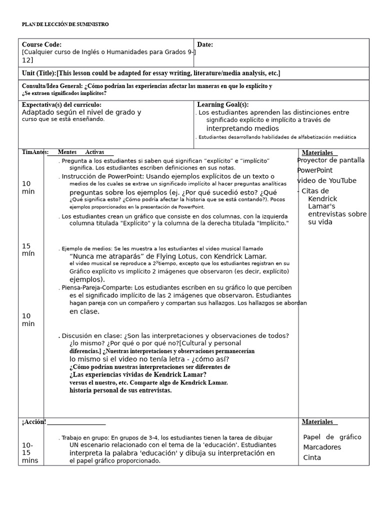 Lección sobre Significado Explícito e Implícito | PDF