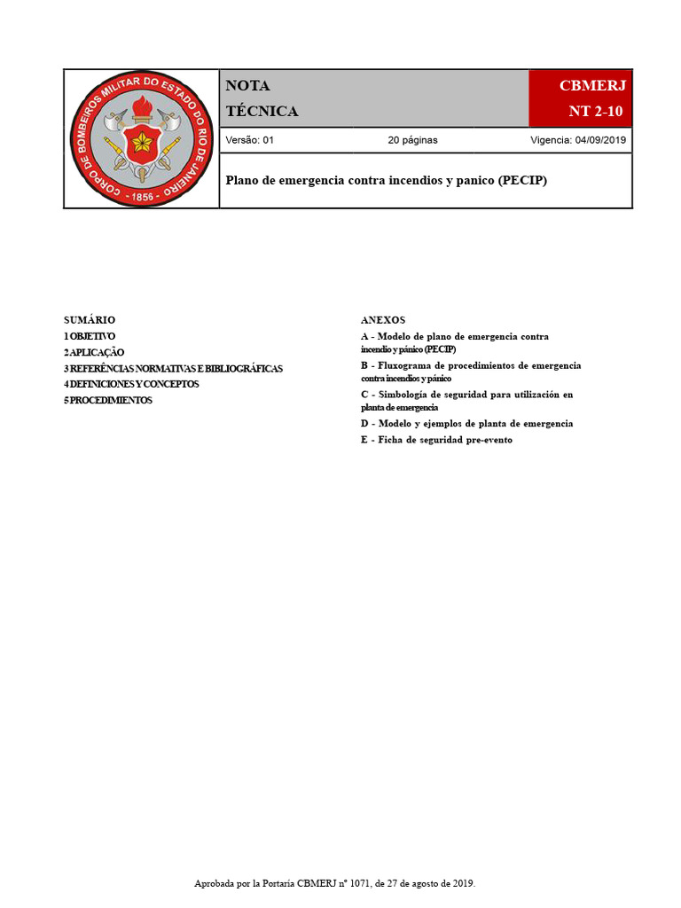 NT 2-10 - Plan de Emergencia Contra Incendios y Pánico (PECIP) PDF ...