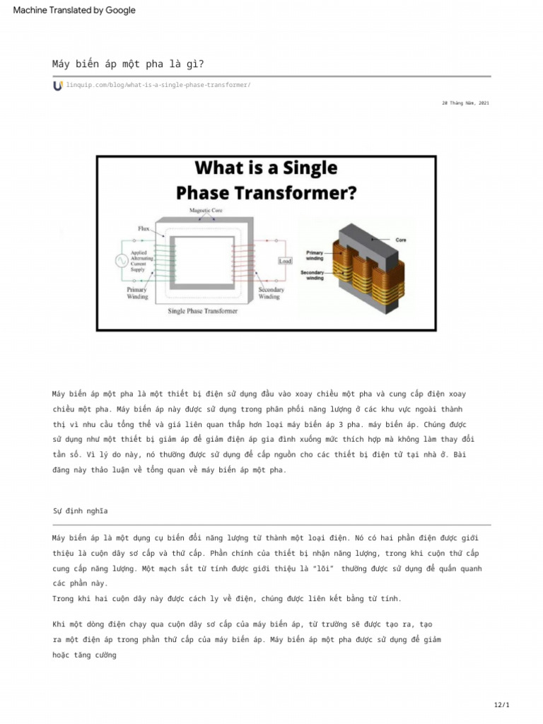 What Is A Single Phase Transformer | PDF