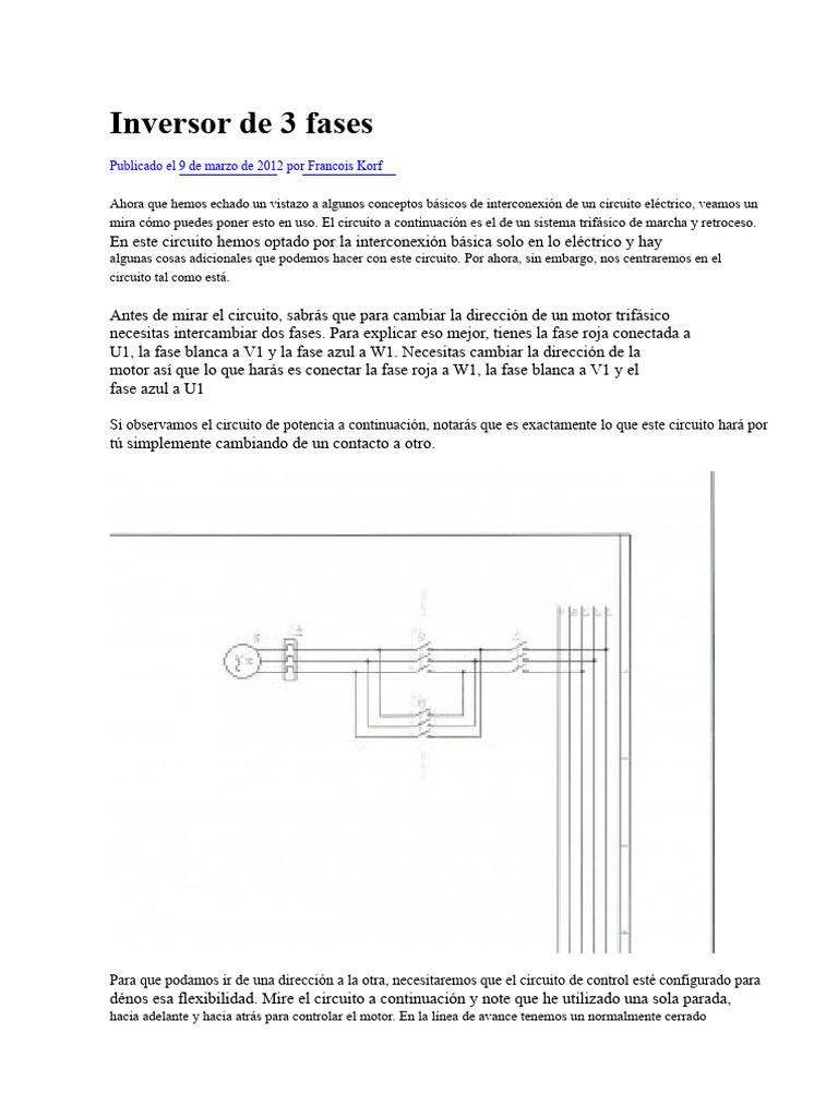 Conexión de Motor Trifásico: Avance y Reversa | PDF | Relé | Fuente de ...