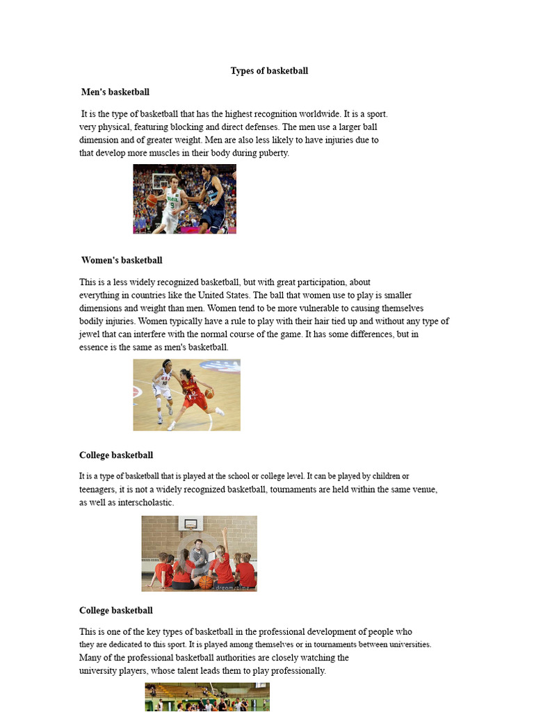 Types of Basketball | PDF | Ball Games | Indoor Sports