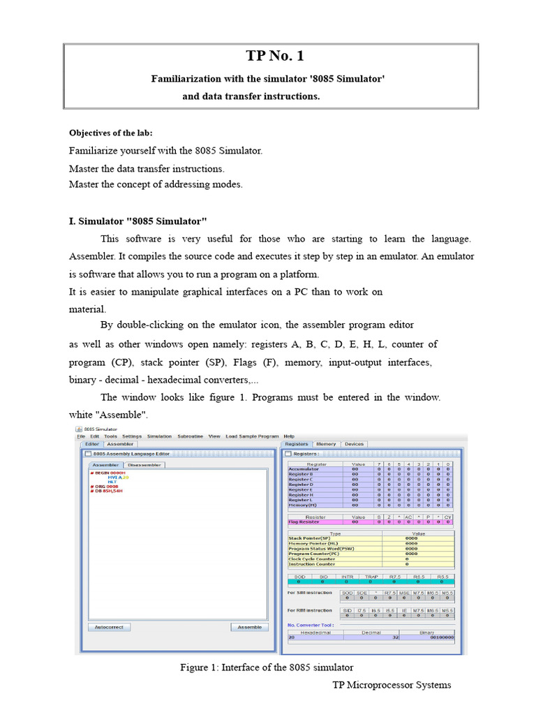 8085 Simulator: Data Transfer & Addressing | PDF | Computer ...