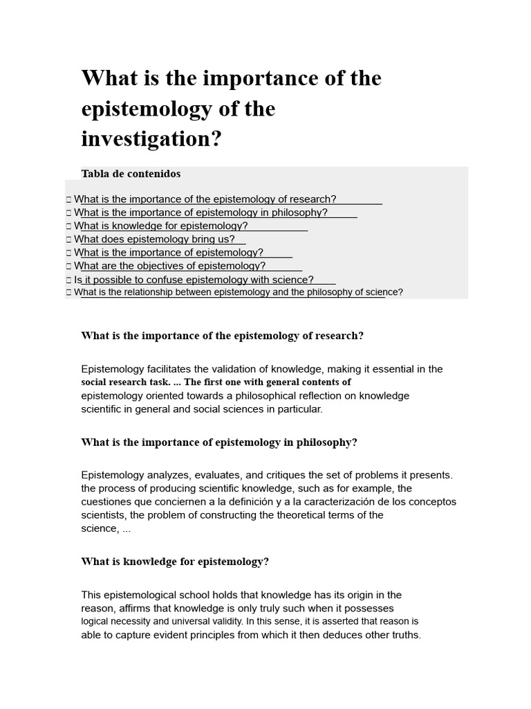 What is the importance of the epistemology of research? | PDF ...
