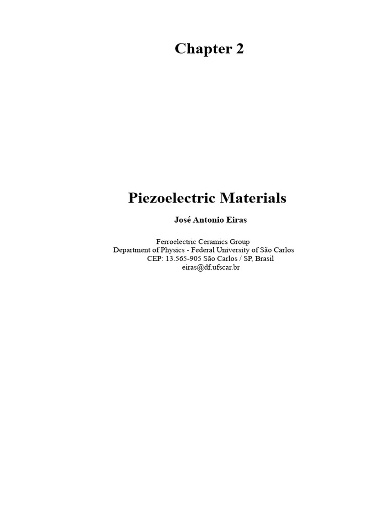Chapter 2 - Piezoelectric Materials | PDF | Piezoelectricity ...