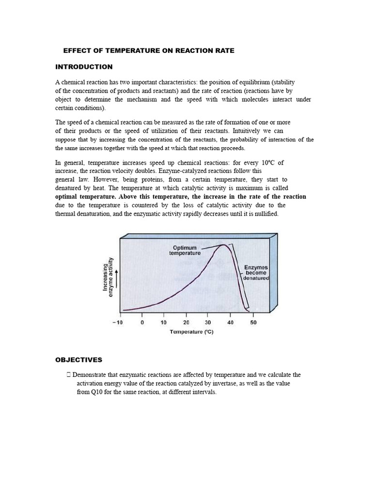 Practice Effect of Temperature on Reaction Rate | PDF | Chemical ...