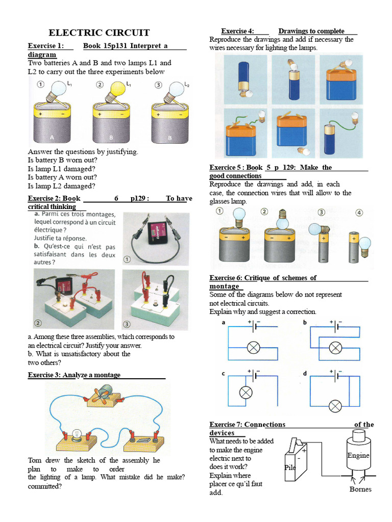 Electrical Circuit Exercises and Analysis | PDF | Electric Generator ...