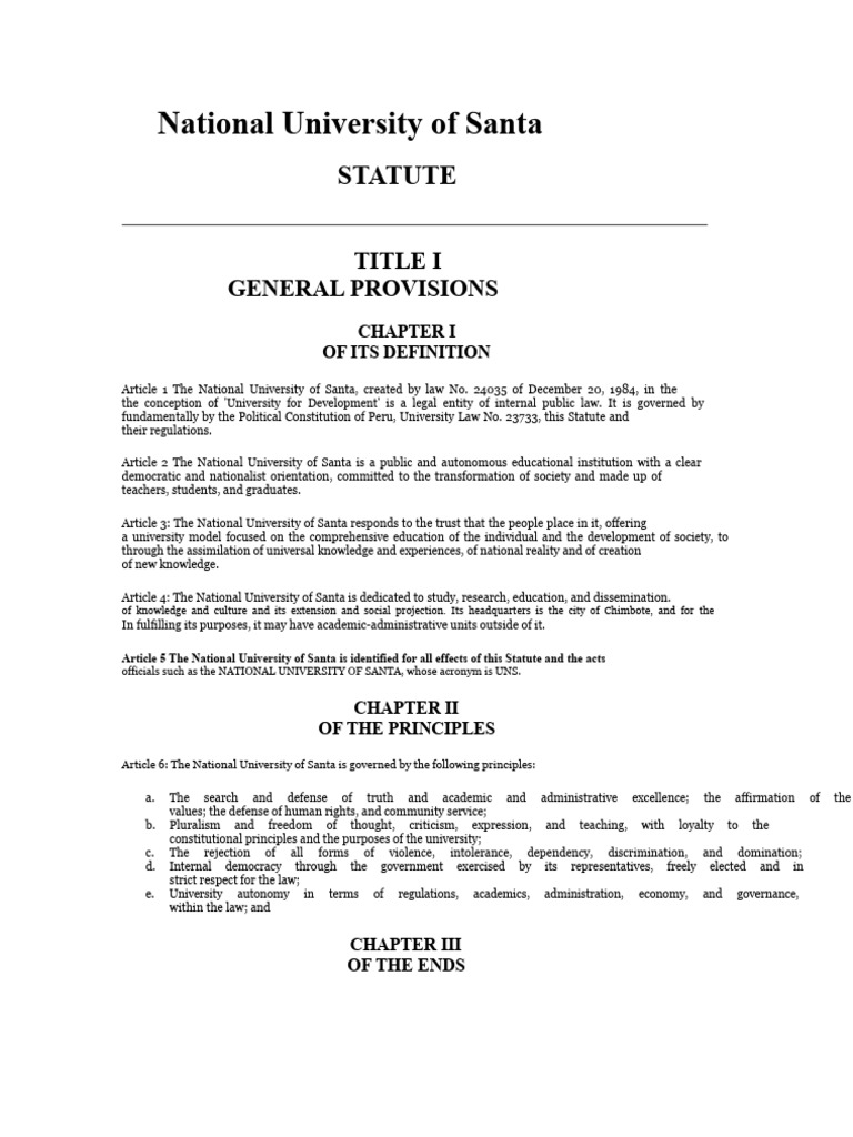 National University of Santa Statute Overview | PDF | Academic Degree ...