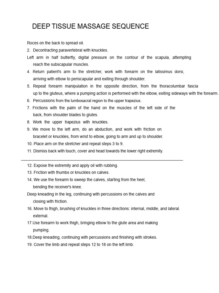 Deep Tissue Massage Techniques Guide | PDF | Anatomical Terms Of Motion ...