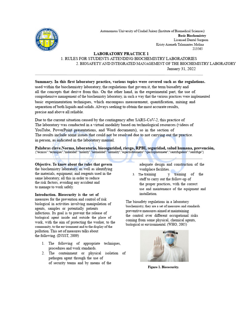 Biochemistry Lab Safety and Techniques | PDF | Spectrophotometry ...
