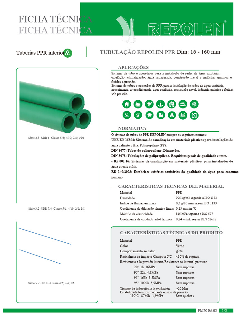 Tubulação PPR Repolen: Dimensões e Aplicações | PDF | Engenharia ...