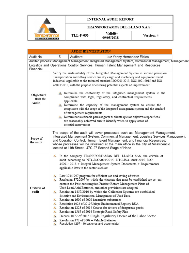 INTERNAL AUDIT REPORT 2019 | PDF | Audit | Regulatory Compliance
