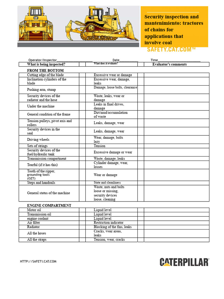 Tractor Security Inspection Checklist | PDF | Tractor | Engines