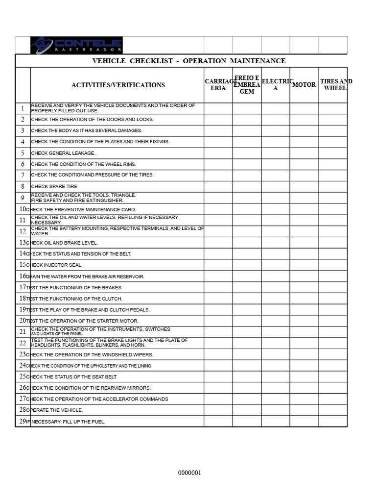 Vehicle Maintenance Checklist Guide | PDF