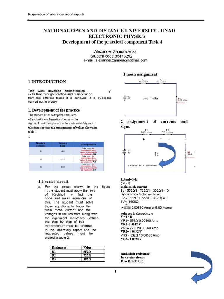 Laboratory Report on Circuit Analysis | PDF | Electrical Network | Resistor