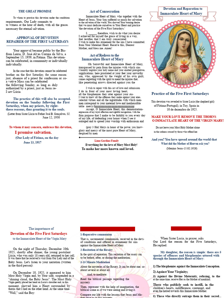 Five First Saturdays Devotion Guide | PDF | Catholic Spirituality ...