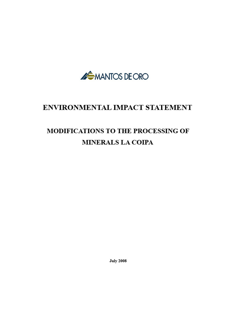 La Coipa Mineral Processing Modifications | PDF | Environmental Impact ...