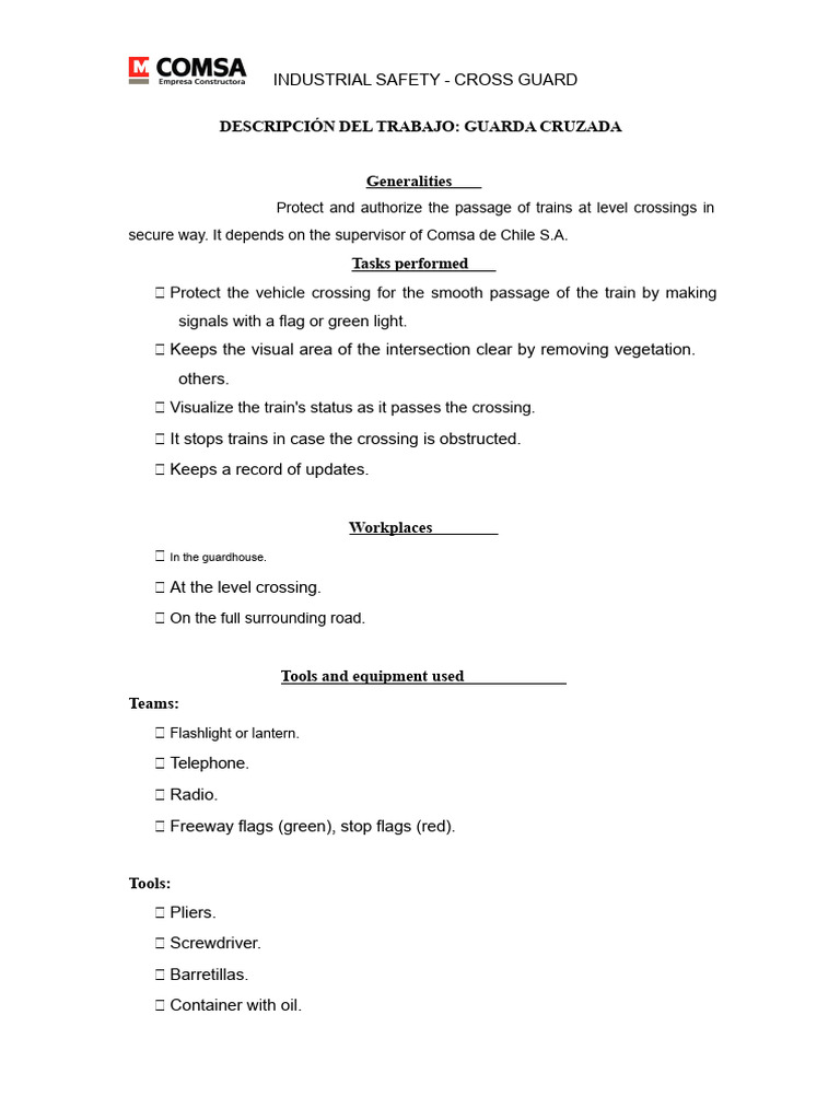 Industrial Safety: Cross Guard Duties | PDF | Personal Protective Equipment