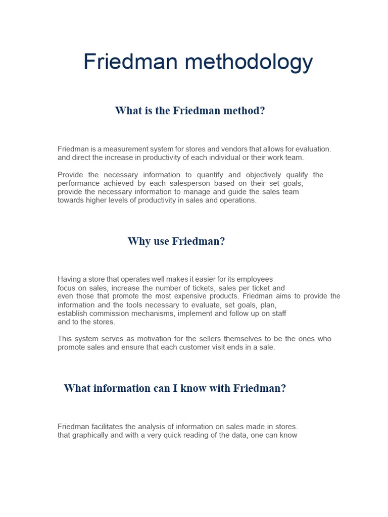 Friedman Methodology | PDF | Sales | Prices
