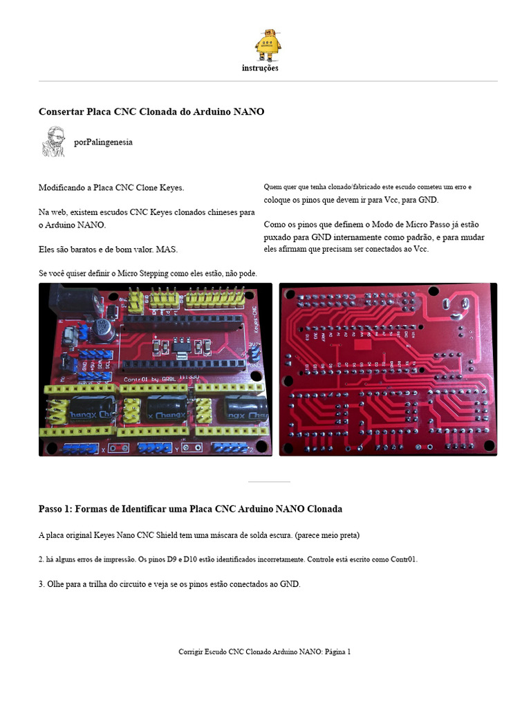Conserto de Placa CNC Clonada Arduino NANO | PDF | Arduino | Conector ...