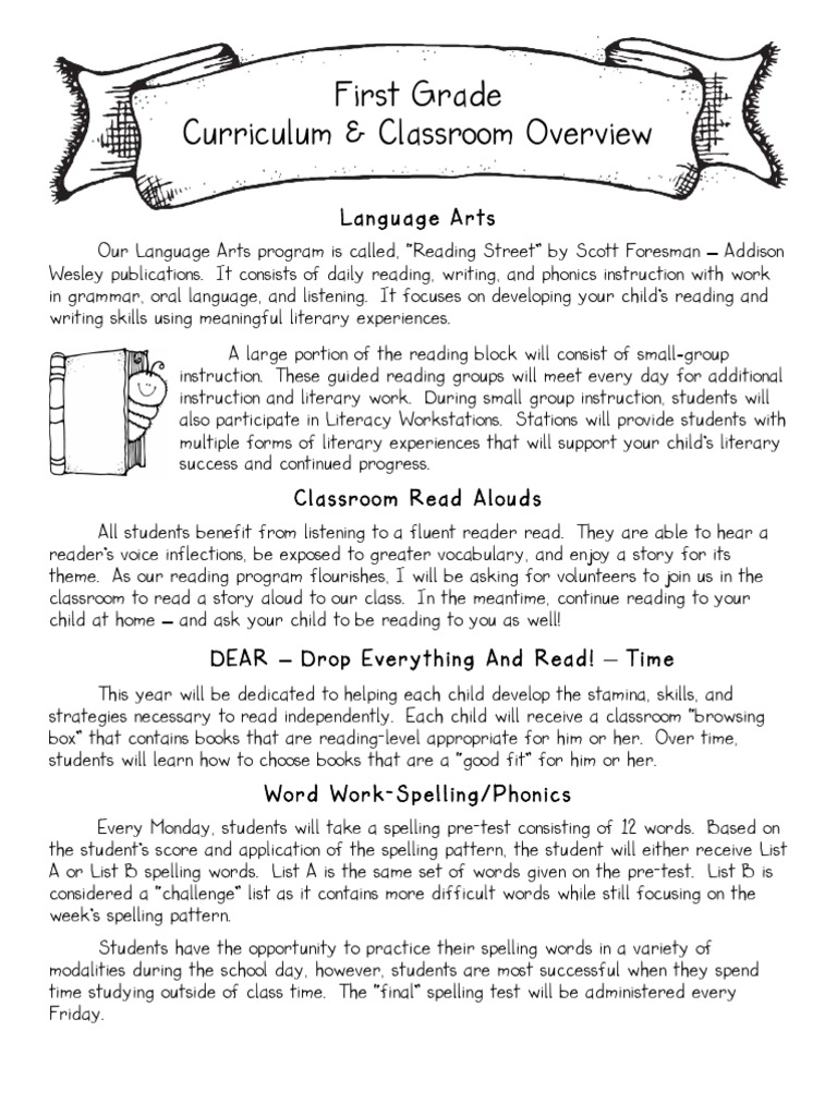 First Grade Curriculum Overview | PDF | Phonics | Reading (Process)