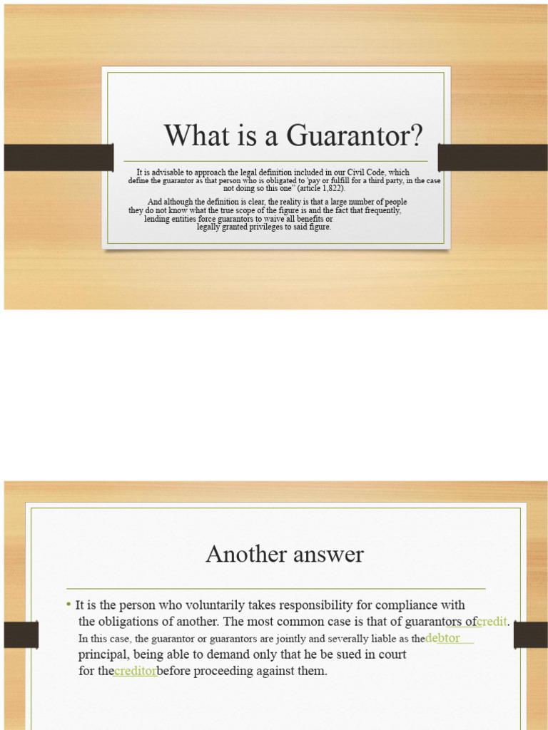 Understanding Guarantors and Their Risks | PDF | Surety | Debt