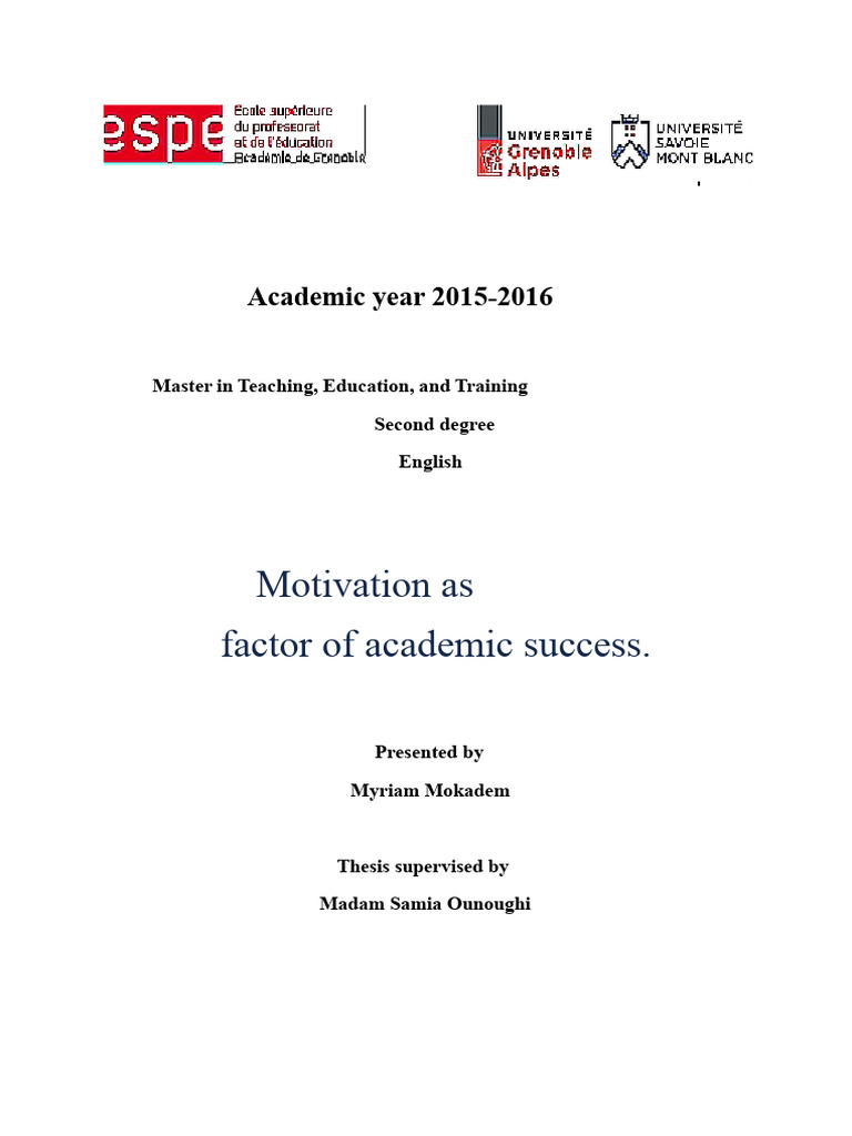 Motivation's Role in Academic Success | PDF | Motivational | Motivation