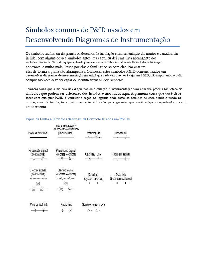 Símbolos Comuns em Diagramas P&ID | PDF | Instrumentação | Pressão