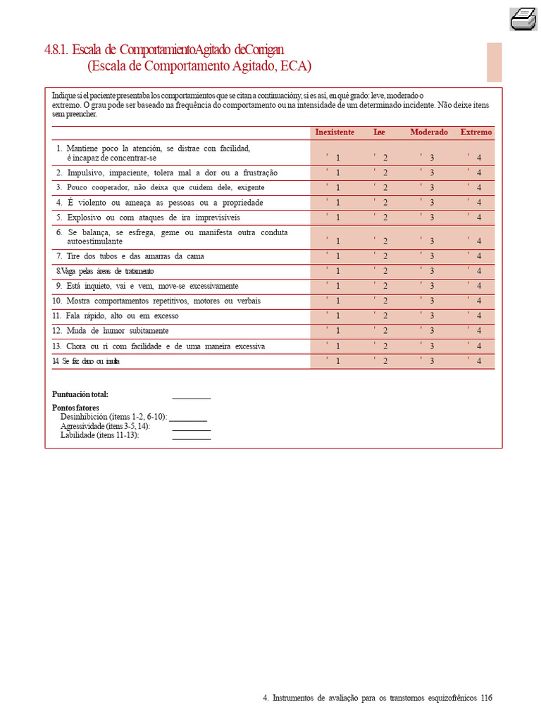 Escala de Comportamento Agitado ECA | PDF | Agressão | Doenças e ...