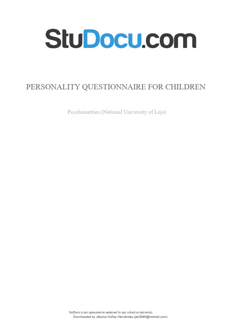 Children's Personality Questionnaire Guide | PDF | Psychology ...