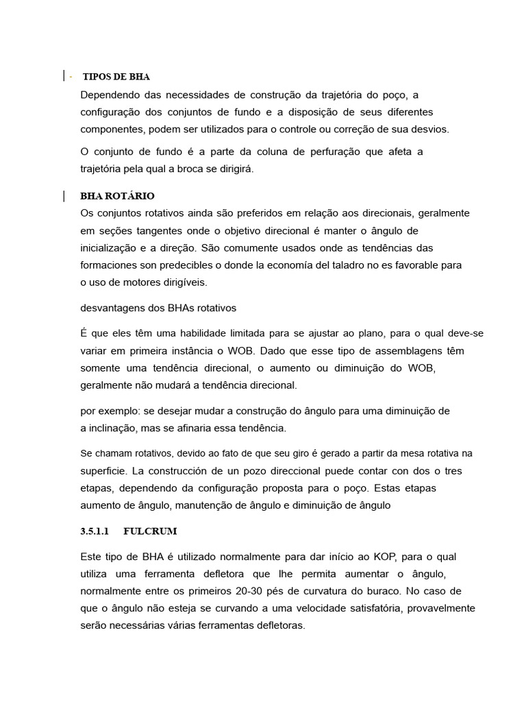 Tipos de BHA na Perfuração Direcional | PDF | Poço de petróleo | Dirigível