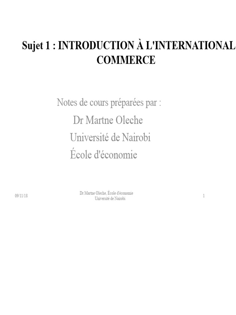 Introduction au commerce international | PDF | Échange international ...