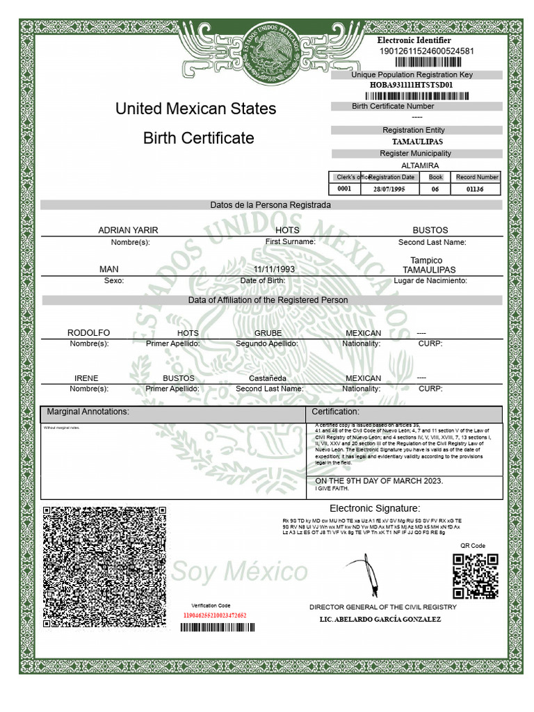 Birth Certificate Registration Details | PDF | Legal Documents ...