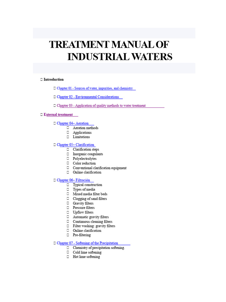 Industrial Water Treatment Manual | PDF | Water | Ph