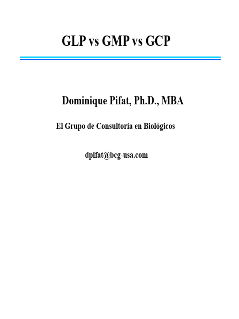 GLP Vs GMP Vs GCP | PDF | Laboratorios